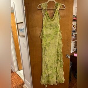 Green Floral Ruffle Dress